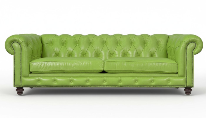 Soggiorno Chesterfield Divano Verde Big Premium in Pelle Design di Mobili 4 posti Nuovo