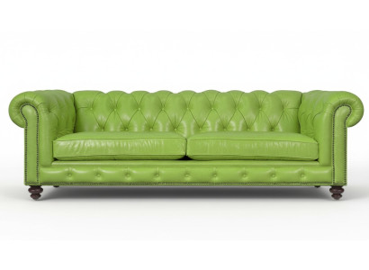 Soggiorno Chesterfield Divano Verde Big Premium in Pelle Design di Mobili 4 posti Nuovo