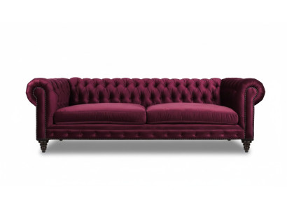 Sofà in tessuto in stile creativo 3 posti nuovo Chesterfield in bordeaux