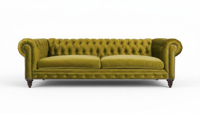 Soggiorno giallo Moderno Chesterfield a tre posti Tessuto in stoffa creativo Mobili xxl