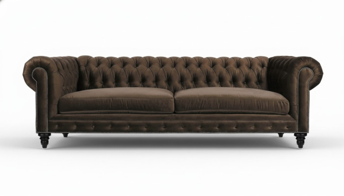 Chesterfield marrone nuovo soggiorno moderno, divano a tre posti, mobili creativi in tessuto di stoffa