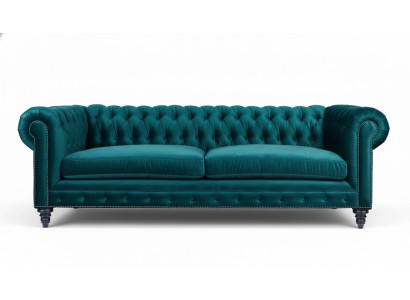 Chesterfield tre posti Letto creativo in tessuto blu-verde Moderno soggiorno