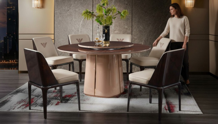 Tavolo da pranzo Tavolo Mobile Sedia a sdraio Sedia Set 5 pezzi. Gruppo Sala da pranzo di design