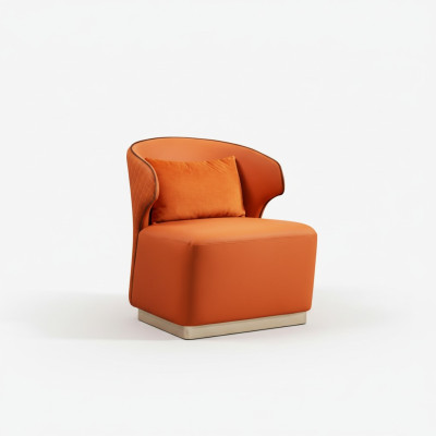 Poltrona in tessuto di lusso arancione per soggiorno, nuovo, creativo e di moderno design.