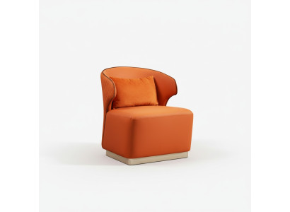 Poltrona in tessuto di lusso arancione per soggiorno, nuovo, creativo e di moderno design.