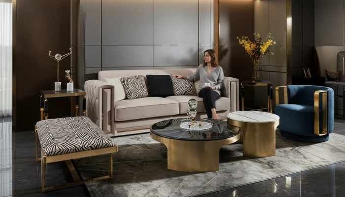 Sgabello Zebrato Soggiorno Acciaio inossidabile Nuovo Design Moderno Mobili di lusso