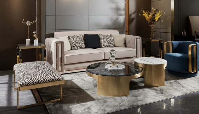 Sgabello Zebrato Soggiorno Acciaio inossidabile Nuovo Design Moderno Mobili di lusso