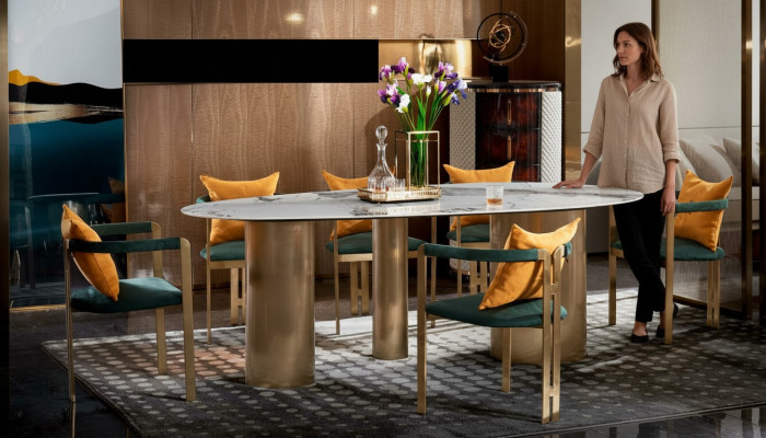 Tavolo da pranzo 6 sedie Design moderno Mobili di lusso Tavolo e seggiola da sala da pranzo