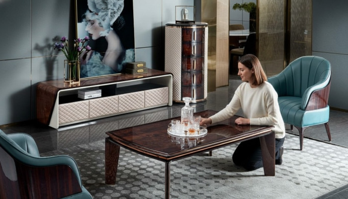 Soggiorno di lusso Mobili Sideboard Armadio in pelle Lucido rtv tv