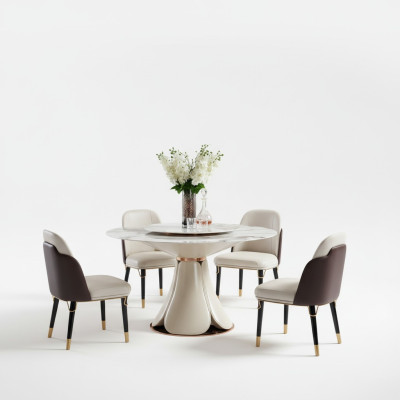 Set di sedie 4x sedie in pelle bianca Lusso Sala da pranzo Nuovo Design creativo