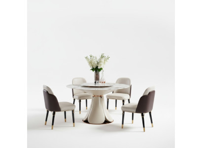 Set di sedie 4x sedie in pelle bianca Lusso Sala da pranzo Nuovo Design creativo