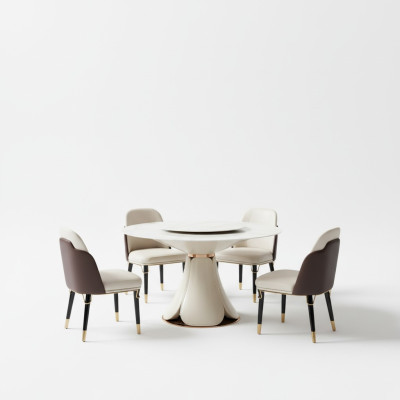 Tavolo da pranzo 6 sedie in pelle sala da pranzo tavolo sedia rotondo design moderno mobili