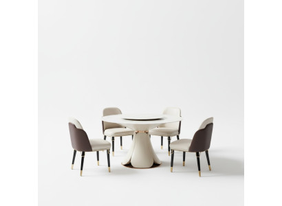 Tavolo da pranzo 6 sedie in pelle sala da pranzo tavolo sedia rotondo design moderno mobili