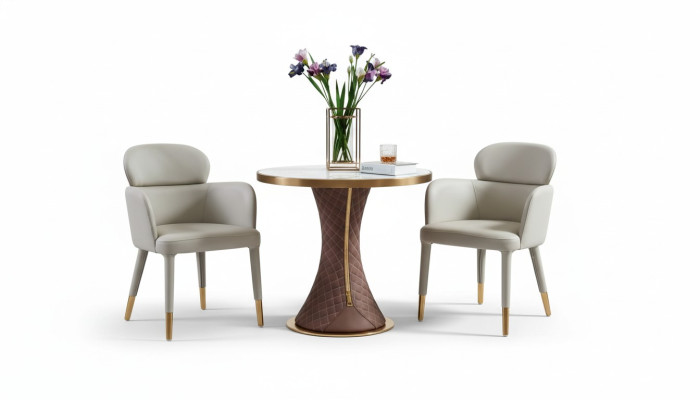 Tavolino da caffè in marmo bianco nuovo, tavolino moderno di design di lusso.
