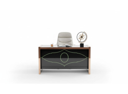 Tavolo Sedia Studio Scrivania Nero Ufficio Arredamento Mobili Lusso 2 pz