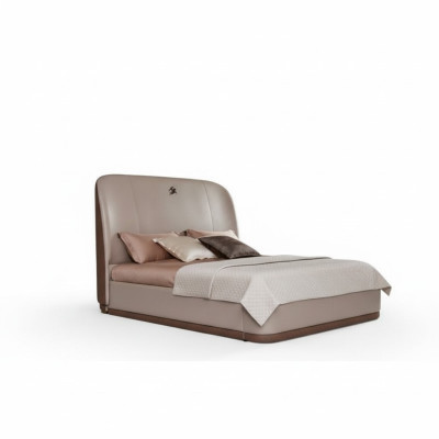 Letto 2x Comodino in pelle Legno Camera da letto Letto in pelle Design moderno Mobili