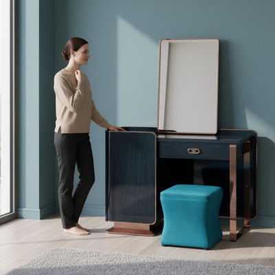 Tavolino da trucco Sgabello Legno Tessuto Camera da letto Creativo Moderno Design Mobili di lusso