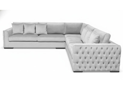 Divano d'angolo Argento Divano Angolare Imbottito in Velluto Arredamento in Tessuto Design di Mobili