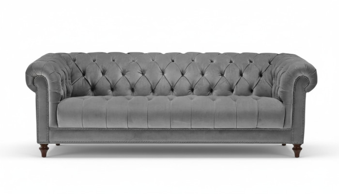 Tre posti in tessuto grigio design divani poltrone divani divani Chesterfield.