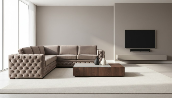 chesterfield divano in velluto di lusso set divano materiale bottoni imbottiti nuovo Beige