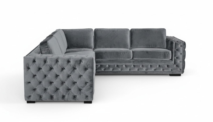 Divano angolare grigio angoli velluto design mobili divano angolare gruppo di sedute imbottito