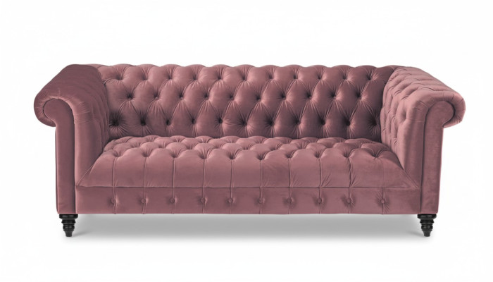 Fucsia velluto divano lusso imbottito Chesterfield mobili divano con bottoni tre posti