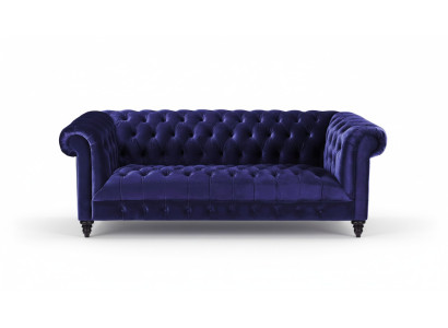 Chesterfield Divano in velluto lilla di lusso con bottoni a tre posti
