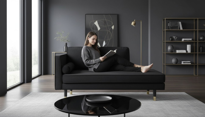 Chaise longue Mobili creativi Nuovo Design moderno del soggiorno Nero Divano