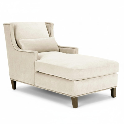 Chaise longue Sdraio Mobili Pouf Salone Design Divano In Tessuto Beige Letto