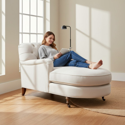 Beige Chaiselongue Chesterfield mobili divano soggiorno moderno