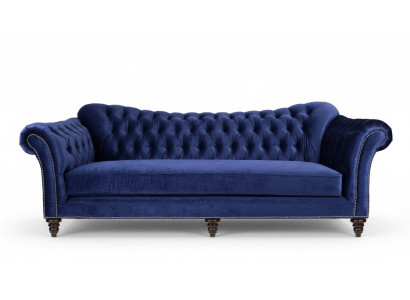 Divano Chesterfield blu per soggiorno moderno, design divani divani designer in stoffa.