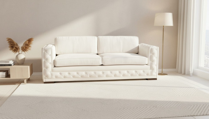 Chesterfield moderno divano in tessuto design bianco nuovo Creative Furniture 3 posti