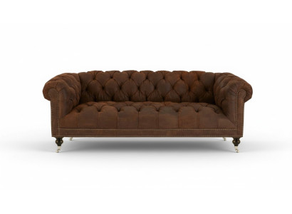 Braun Tre posti Chesterfield Moderno Design Divano in pelle Design Mobili Velluto Tessuto