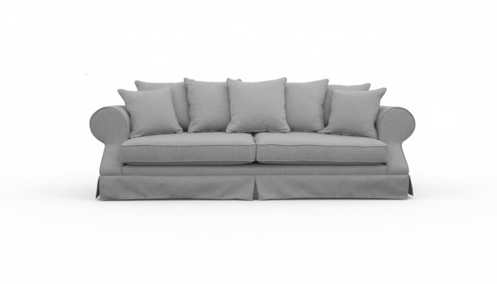 Grigio divano a tre posti in tessuto, design soggiorno divani imbottiti nuovi creativi.