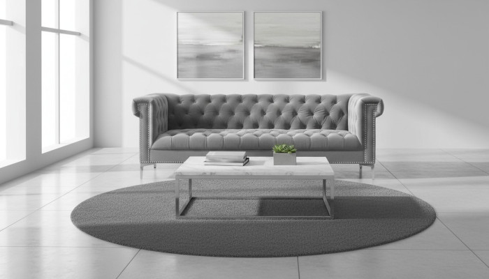 Grigio Chesterfield divano a tre posti in tessuto design soggiorno divani imbottiti divani nuovi
