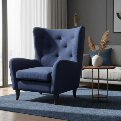 Poltrona in tessuto velluto Chesterfield Moderni divani blu per il salotto.