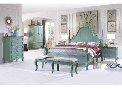 Camera da letto di lusso Letto in legno vero Mobili in legno Letti in stile country doppio nuovi