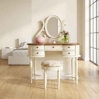 Tavolo da toeletta specchio sgabello completo comò camera da letto mobili country consolle