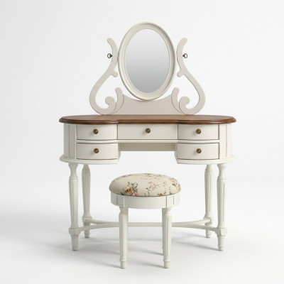 Tavolo da toeletta specchio sgabello completo comò camera da letto mobili country consolle
