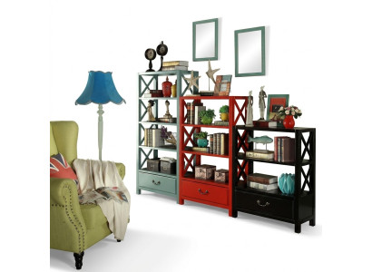 Vetrina in legno Scaffale Divider Parete in legno Designer Scaffali Stile loft Armadio Rosso Set