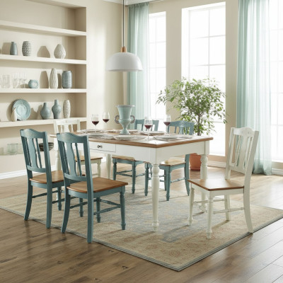 Tavolo da pranzo 6 sedie Set da pranzo Gruppo mobili Tavolo Sala da pranzo 7 pezzi in legno Nuovo