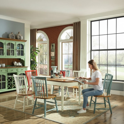 Vetrina Tavolo da pranzo 6x Set da pranzo Sedia Mobile Tavolo Gruppo 8 pezzi Set Credenza