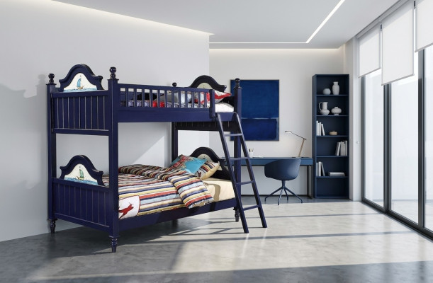Letto a castello classico per bambini in camera da letto per bambini, letto a soppalco.