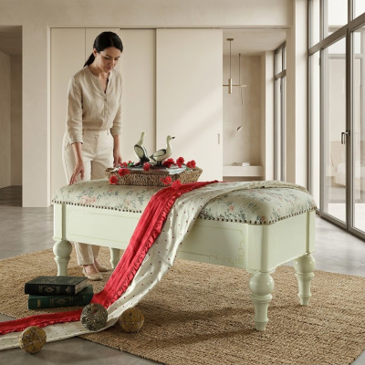 Sedile Tessuto Imbottito Banco Imbottito Sedile Sgabello Tessuto Legno Stile Designer Nuovo