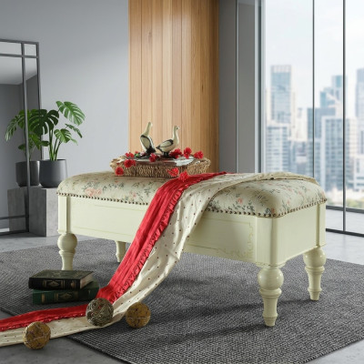 Sedile Tessuto Imbottito Banco Imbottito Sedile Sgabello Tessuto Legno Stile Designer Nuovo