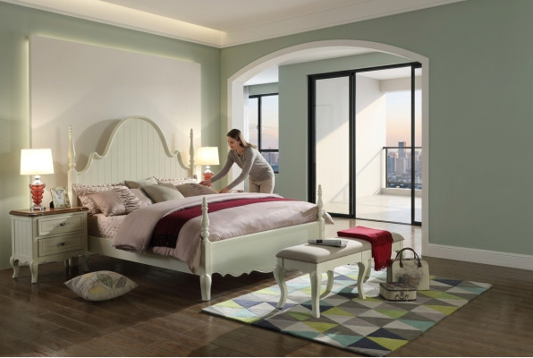 Letto Letto imbottito Design di lusso Camera da letto Letti Tessuto Legno Struttura del letto Nuovo