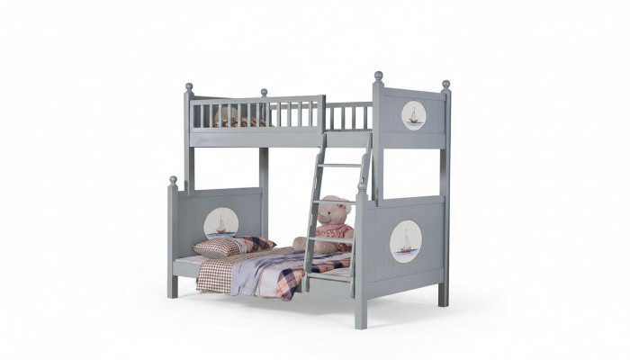 Letto a castello per bambini elegante, lussuoso letto per ragazzi a due piani.
