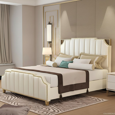 Design letto matrimoniale letto hotel di lusso camera da letto in pelle 180x200cm Letti Imbottiti