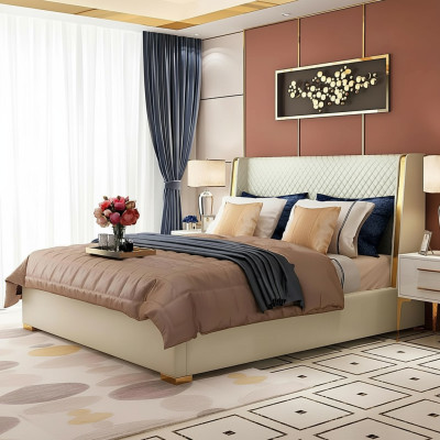 Letto imbottito design in stoffa e legno di lusso, 180x200cm, matrimoniale.