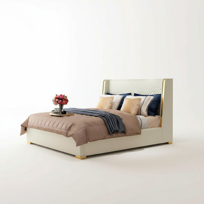 Letto imbottito design in stoffa e legno di lusso, 180x200cm, matrimoniale.